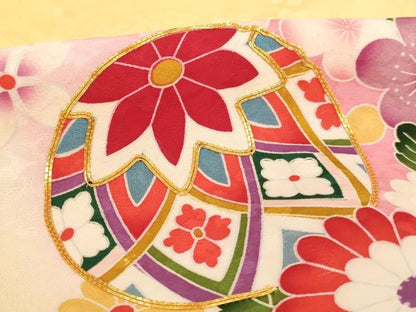 平和屋着物[]お宮参り　女の子　祝着　産着　初着　のしめ　駒刺繍　手毬花文　暈し染め　正絹　逸品　AABH2802ja