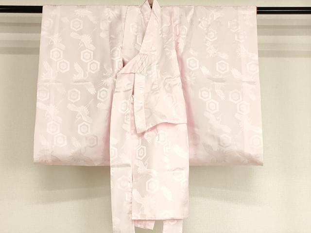 平和屋着物[]子供　女の子　長襦袢　袷　飛鶴亀甲花地紋　薄桜色　洗える着物　AABH2803ja