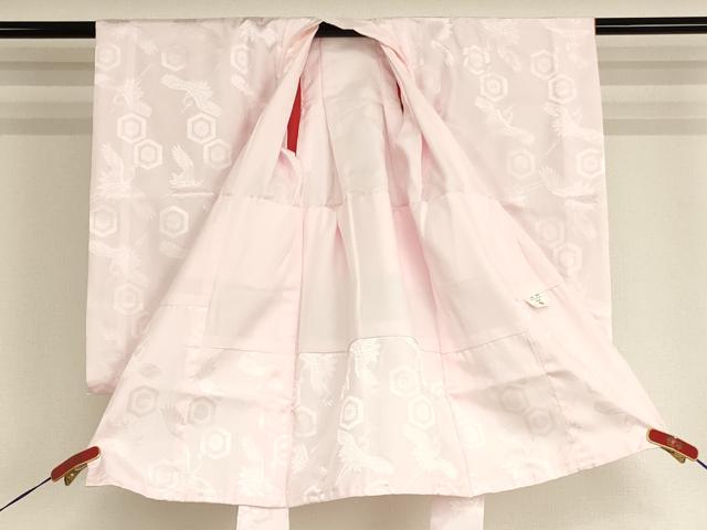 平和屋着物[]子供　女の子　長襦袢　袷　飛鶴亀甲花地紋　薄桜色　洗える着物　AABH2803ja