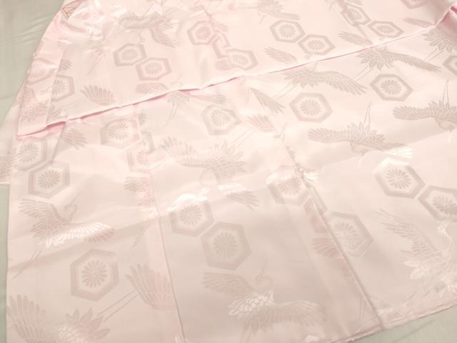 平和屋着物[]子供　女の子　長襦袢　袷　飛鶴亀甲花地紋　薄桜色　洗える着物　AABH2803ja