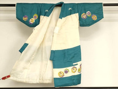 平和屋着物[]七五三　男の子　3歳　一つ身　祝着・被布セット　鷹　松　金彩　正絹　逸品　AABH2806ja