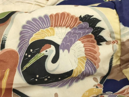 平和屋着物[]アンティーク　大正ロマン　七五三　男の子　3歳　祝着　一つ身　吉祥鶴丸文　鯛　正絹　逸品　AABH2807ja