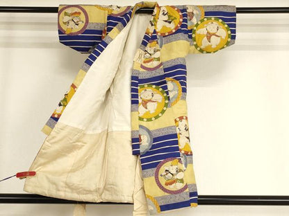 平和屋着物[]アンティーク　大正ロマン　七五三　男の子　3歳　祝着　一つ身　童子　正絹　逸品　AABH2808ja