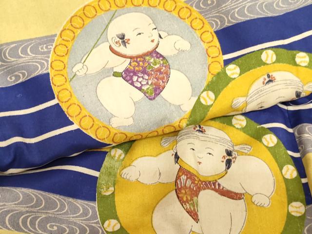 平和屋着物[]アンティーク　大正ロマン　七五三　男の子　3歳　祝着　一つ身　童子　正絹　逸品　AABH2808ja