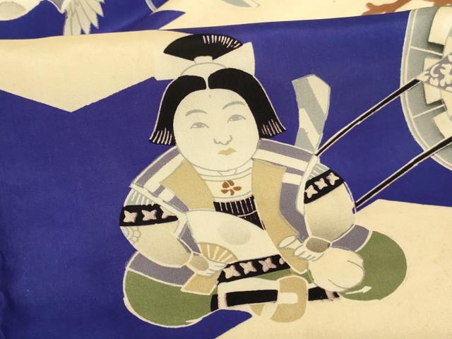 平和屋着物[]アンティーク　大正ロマン　七五三　男の子　3歳　祝着　一つ身　桃太郎　舌切り雀　正絹　逸品　AABH2811ja