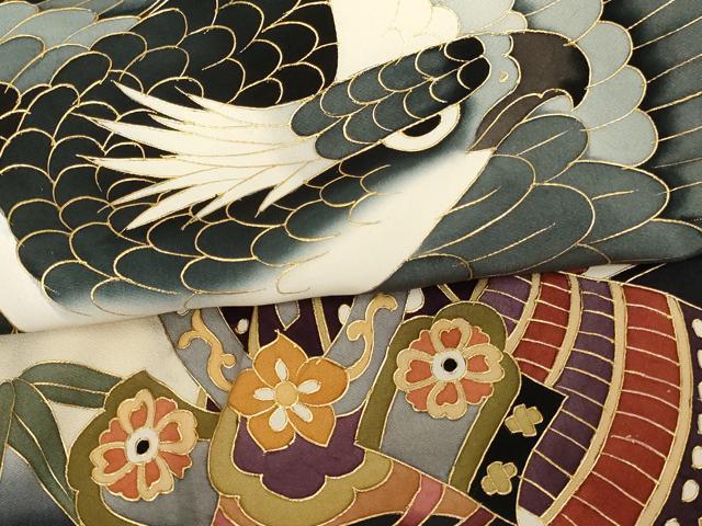 平和屋着物[]お宮参り　男の子　祝着　産着　初着　のしめ　鷹　兜　暈し染め　金彩　逸品　AABH2812ja