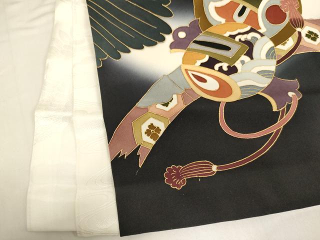 平和屋着物[]お宮参り　男の子　祝着　産着　初着　のしめ　鷹　兜　暈し染め　金彩　逸品　AABH2812ja