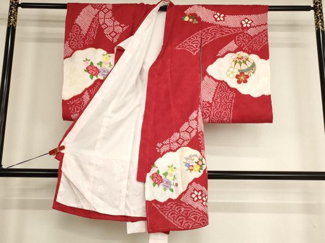 平和屋着物[]お宮参り　女の子　祝着　産着　初着　のしめ　絞り　刺繍　鈴花文　金糸　逸品　AABH2814ja