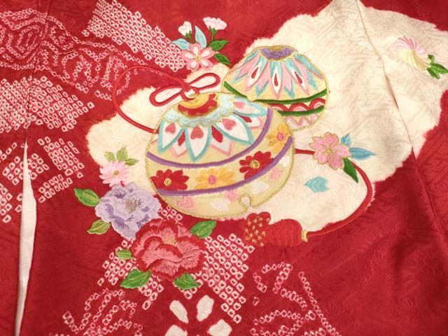 平和屋着物[]お宮参り　女の子　祝着　産着　初着　のしめ　絞り　刺繍　鈴花文　金糸　逸品　AABH2814ja