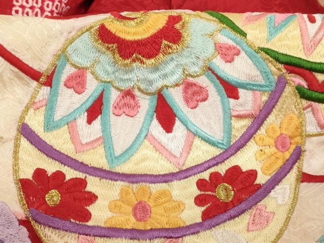 平和屋着物[]お宮参り　女の子　祝着　産着　初着　のしめ　絞り　刺繍　鈴花文　金糸　逸品　AABH2814ja