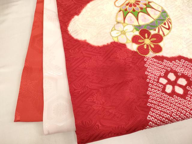 平和屋着物[]お宮参り　女の子　祝着　産着　初着　のしめ　絞り　刺繍　鈴花文　金糸　逸品　AABH2814ja