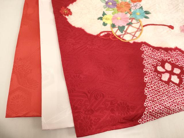 平和屋着物[]お宮参り　女の子　祝着　産着　初着　のしめ　絞り　刺繍　花車文　金糸　逸品　AABH2815ja