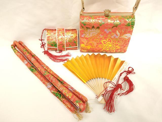 平和屋着物[]七五三　女の子　和装小物セット　草花文　金糸　逸品　AABH2824ja