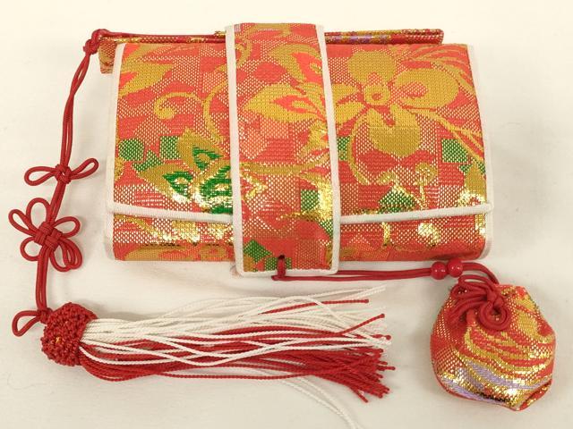 平和屋着物[]七五三　女の子　和装小物セット　草花文　金糸　逸品　AABH2824ja