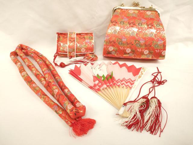 平和屋着物[]七五三　女の子　和装小物セット　草花文　金糸　逸品　AABH2825ja