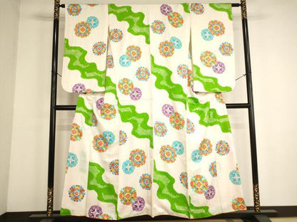 平和屋着物∵女の子　十三参り　子供　祝着　絞り　花丸文　金彩　正絹　逸品　AABH2848ja