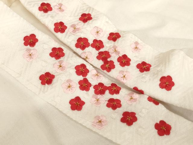 平和屋着物[]子供　女の子　半襦袢　無双仕立て　鱗地紋　薄桜色　三越扱い　半衿刺繍　未使用　AABH2850ja