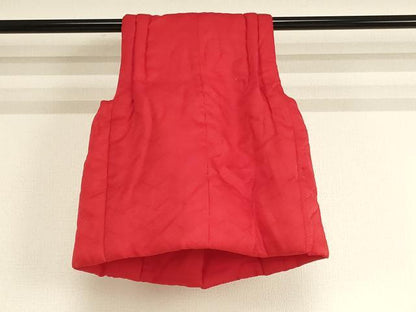 平和屋着物[]七五三　女の子　３歳　被布　流水地紋　紅赤色　正絹　逸品　AABH2854ja