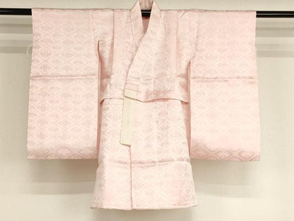 平和屋着物[]子供　女の子　長襦袢　袷　花菱地紋　薄桜色　正絹　逸品　AABH2857ja