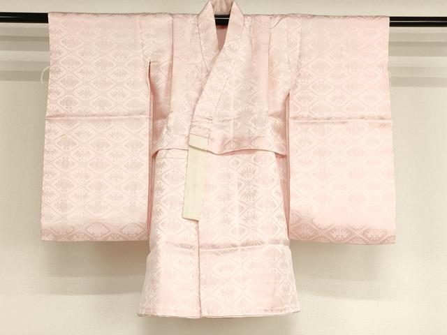 平和屋着物[]子供　女の子　長襦袢　袷　花菱地紋　薄桜色　正絹　逸品　AABH2857ja
