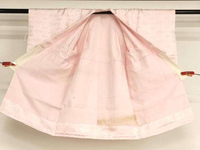 平和屋着物[]子供　女の子　長襦袢　袷　花菱地紋　薄桜色　正絹　逸品　AABH2857ja