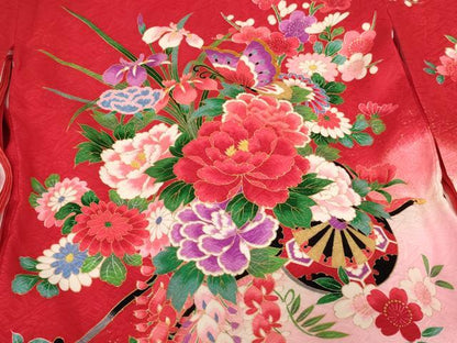 平和屋着物[]お宮参り　女の子　祝着　産着　初着　のしめ　花車舞蝶文　暈し染め　金彩　逸品　AABH2862ja