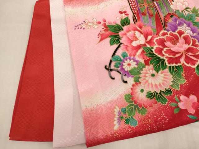 平和屋着物[]お宮参り　女の子　祝着　産着　初着　のしめ　花車舞蝶文　暈し染め　金彩　逸品　AABH2862ja