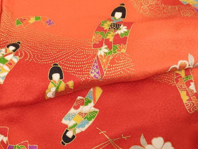 平和屋着物[]七五三　女の子　３歳　祝着　三つ身　被布セット　女人花文　暈し染め　金彩　逸品　AABH2863ja