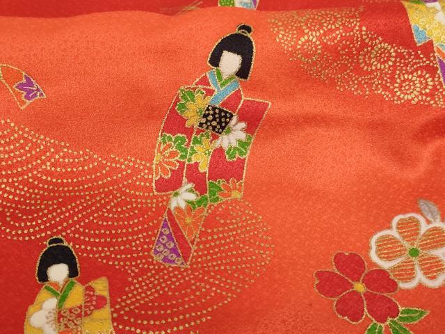 平和屋着物[]七五三　女の子　３歳　祝着　三つ身　被布セット　女人花文　暈し染め　金彩　逸品　AABH2863ja