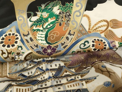 平和屋着物[]お宮参り　男の子　祝着　産着　初着　のしめ　兜　風景松文　暈し染め　金銀彩　逸品　AABH2865ja