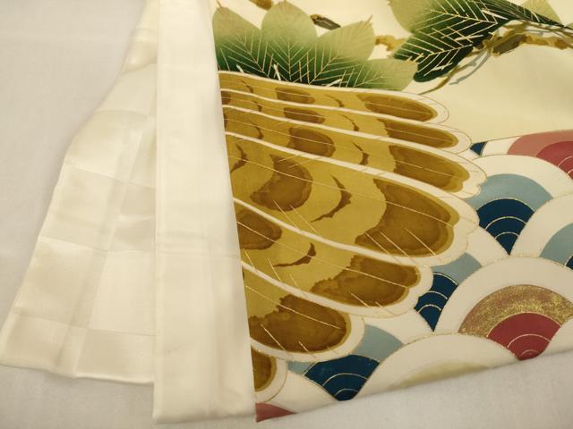 平和屋着物[]お宮参り　男の子　祝着　産着　初着　のしめ　刺繍　鷹　松　青海波　金糸　金彩　逸品　AABH2866ja