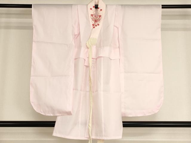 平和屋着物[]七五三　女の子　７歳　祝着　四つ身　長襦袢セット　駒刺繍　舞蝶梅文　金彩　逸品　AABH2869ja