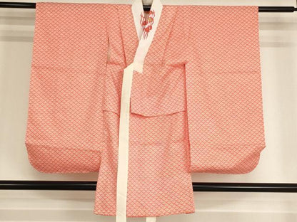 平和屋着物[]七五三　女の子　３歳　祝着　三つ身　長襦袢セット　割り付け花文　金彩　逸品　AABH2870ja