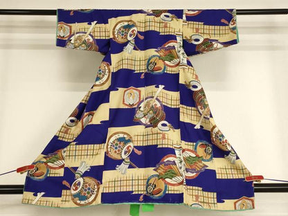 平和屋着物[]七五三　男の子　3歳　祝着　一つ身　吉祥丸文　兜　鶴　正絹　逸品　未使用　AABH2871ja