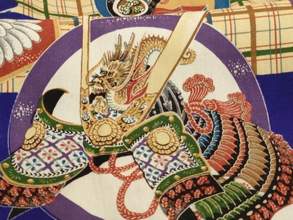 平和屋着物[]七五三　男の子　3歳　祝着　一つ身　吉祥丸文　兜　鶴　正絹　逸品　未使用　AABH2871ja