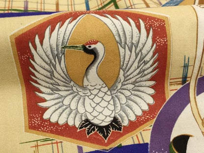 平和屋着物[]七五三　男の子　3歳　祝着　一つ身　吉祥丸文　兜　鶴　正絹　逸品　未使用　AABH2871ja