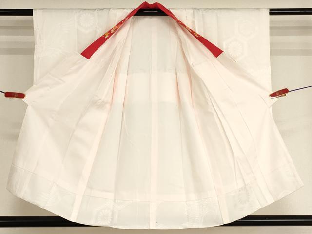 平和屋着物[]子供　女の子　長襦袢　袷　飛鶴亀甲花地紋　桜色　半衿刺繍　洗える着物　AABH2874ja