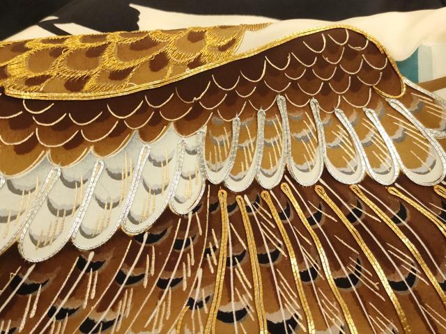 平和屋着物[]お宮参り　男の子　祝着　産着　初着　のしめ　刺繍　鷹　人物風景丸文　金銀糸　金彩　逸品　AABH2876ja