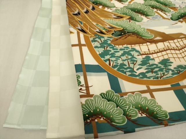 平和屋着物[]お宮参り　男の子　祝着　産着　初着　のしめ　刺繍　鷹　人物風景丸文　金銀糸　金彩　逸品　AABH2876ja