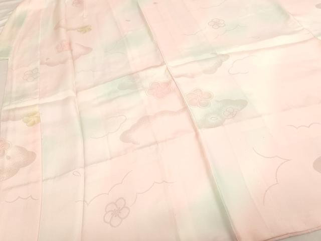 平和屋着物[]子供　女の子　長襦袢　無双仕立て　雲重ね梅文　暈し染め　半衿刺繍　正絹　逸品　AABH2878ja