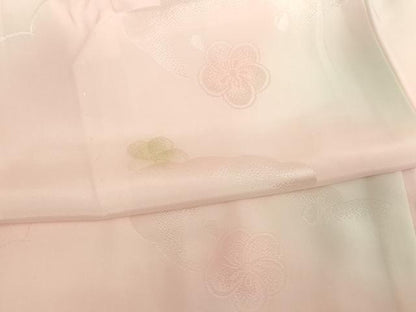 平和屋着物[]子供　女の子　長襦袢　無双仕立て　雲重ね梅文　暈し染め　半衿刺繍　正絹　逸品　AABH2878ja