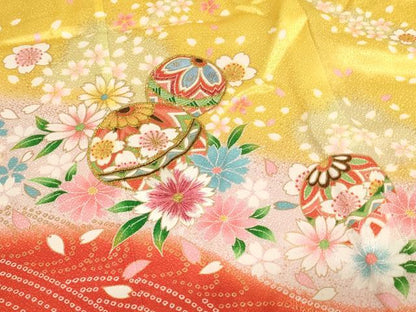 平和屋着物[]七五三　女の子　３歳　祝着　三つ身　刺繍　花手毬文　暈し染め　金糸　金彩　AABH2885ja