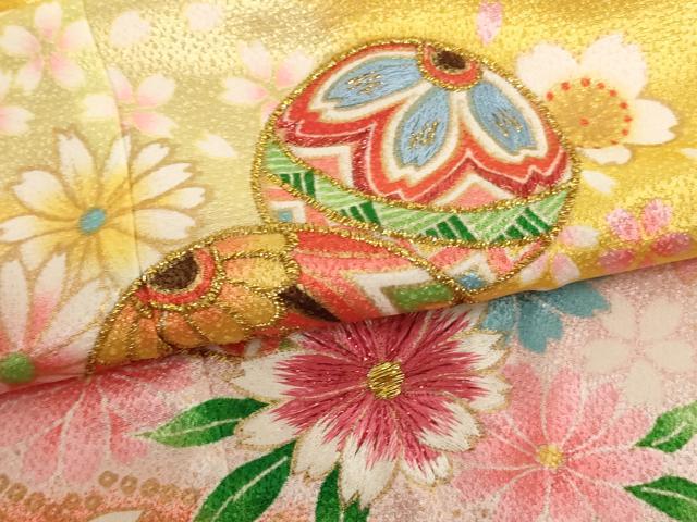 平和屋着物[]七五三　女の子　３歳　祝着　三つ身　刺繍　花手毬文　暈し染め　金糸　金彩　AABH2885ja