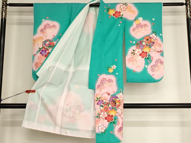 平和屋着物[]七五三　女の子　３歳　祝着　三つ身　桜鼓文　金彩　AABH2886ja