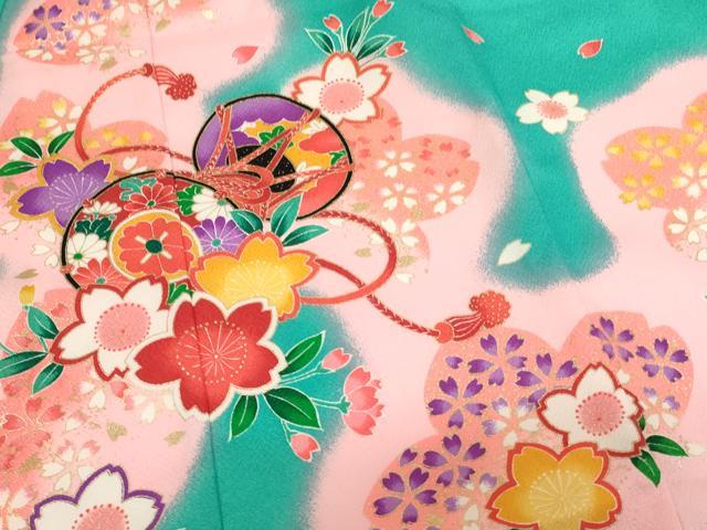 平和屋着物[]七五三　女の子　３歳　祝着　三つ身　桜鼓文　金彩　AABH2886ja