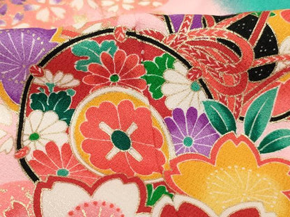平和屋着物[]七五三　女の子　３歳　祝着　三つ身　桜鼓文　金彩　AABH2886ja