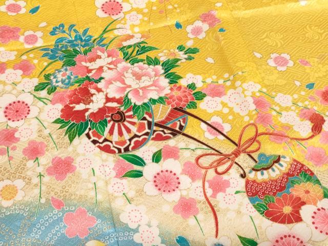 平和屋着物[]七五三　女の子　３歳　祝着　三つ身　花車文　暈し染め　金彩　AABH2887ja
