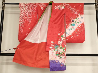 平和屋着物[]七五三　女の子　３歳　祝着　三つ身　花車文　暈し染め　金彩　AABH2888ja