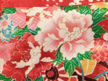 平和屋着物[]七五三　女の子　３歳　祝着　三つ身　花車文　暈し染め　金彩　AABH2888ja