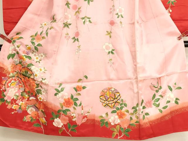 平和屋着物[]七五三　女の子　７歳　祝着　四つ身　鴛鴦花鼓文　暈し染め　金彩　AABH2889ja
